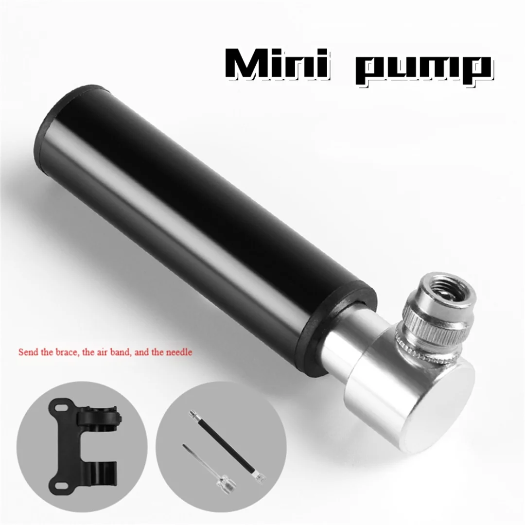 

Mountain Bike Aluminum Mini Pump Portable Road Bike Pump Universal for American and French Valve Handheld Basketball Inflator