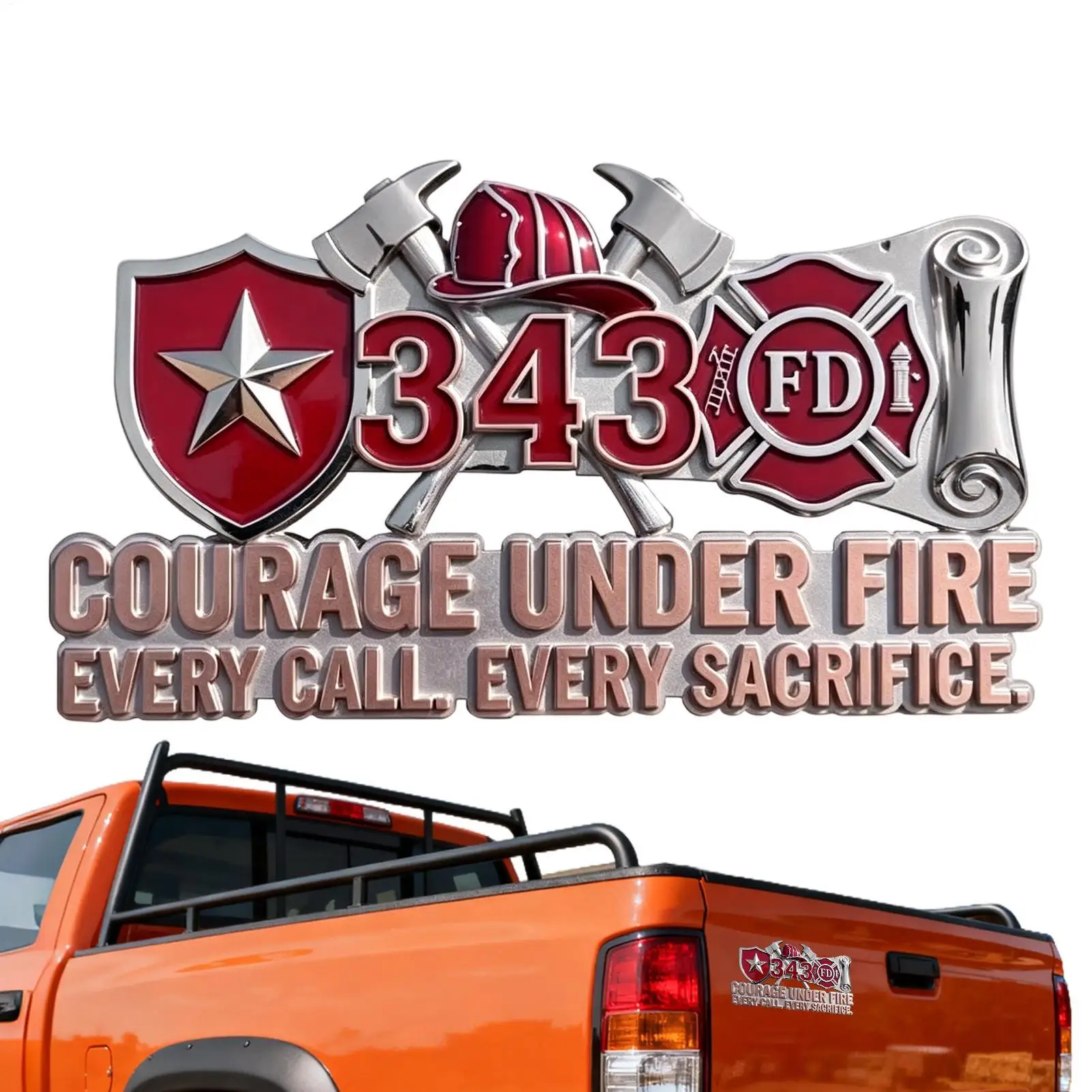 Car Emblems and Badges Firefighter Theme Truck Motorcycle Sticker Car Emblems for Vehicles Men Auto Bumper Grille Pickups Suvs