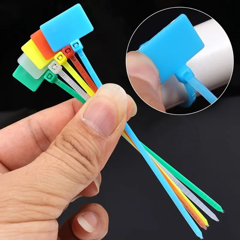 Creative Nylon Cable Ties with Label Self Locking Loop Wrap Bundle Ties Marker Strap DIY Office Cables Wire Fastener Organizer