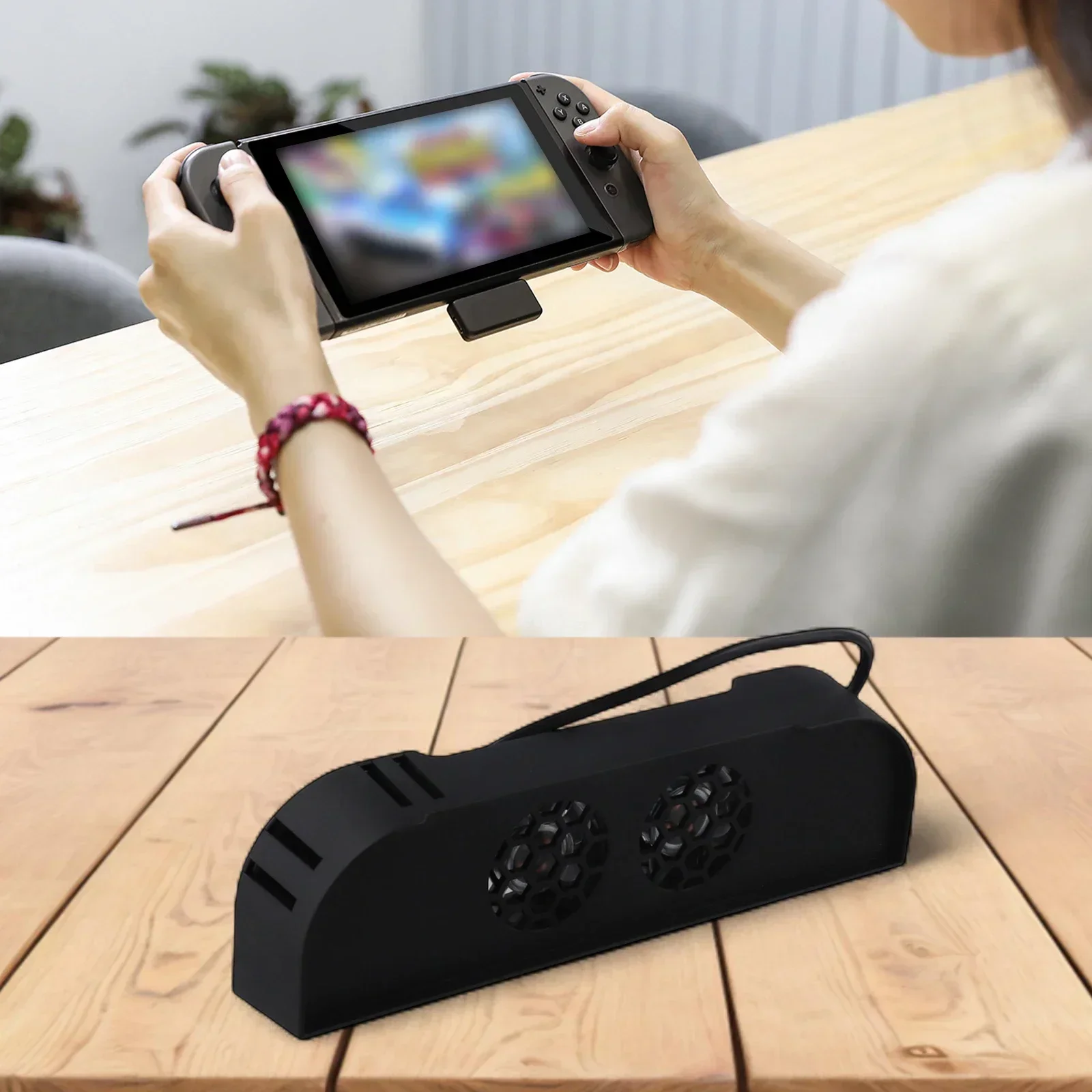 

Host Cooling Fan ABS Quiet Radiator Station USB-Powered With RGB Lights ＆ 4 Game Card Slots For Switch 2 Host Accessories