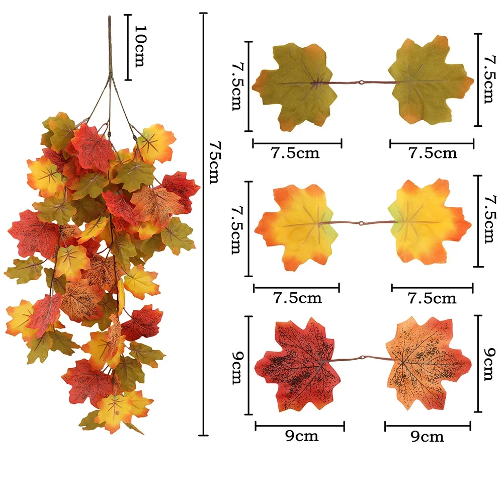 Искусственная красная Кленовая гирлянда, осенние листья, искусственные растения на Хэллоуин, День благодарения, домашний сад, Осеннее свадебное