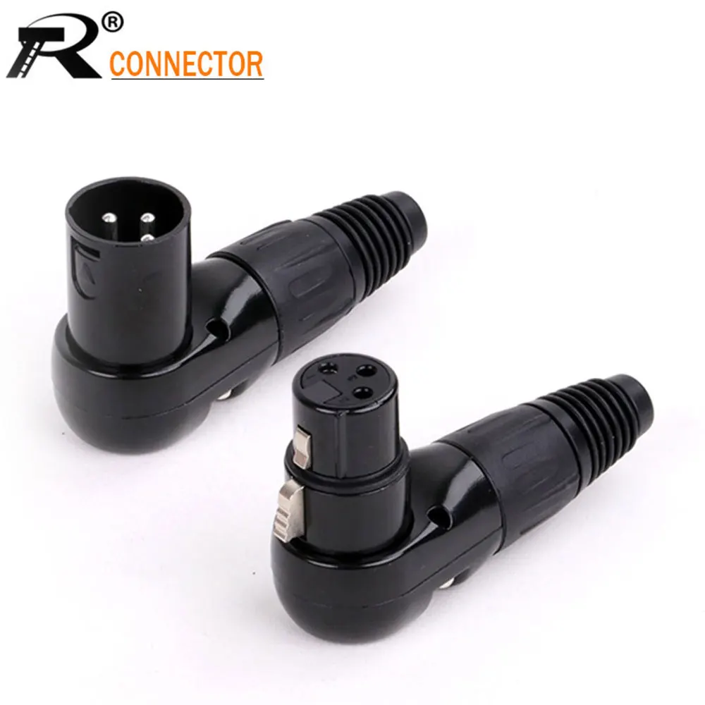 10pcs XLR Male/ Female Jack 3 Pin Connector Right Angle 90 Degree Mic Speakers Audio Camcorders DSLR Video Cameras Cable Adapter