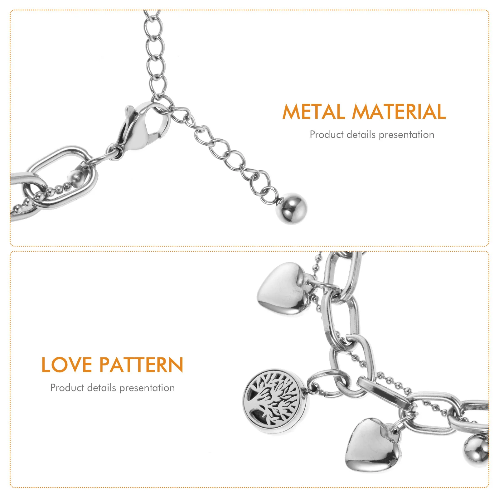 

1Set Heart-Shaped Aromatherapy Bracelet Creative Hip- Adjustable Essential Oil Wrist Pendant Aromatherapy Bracelet