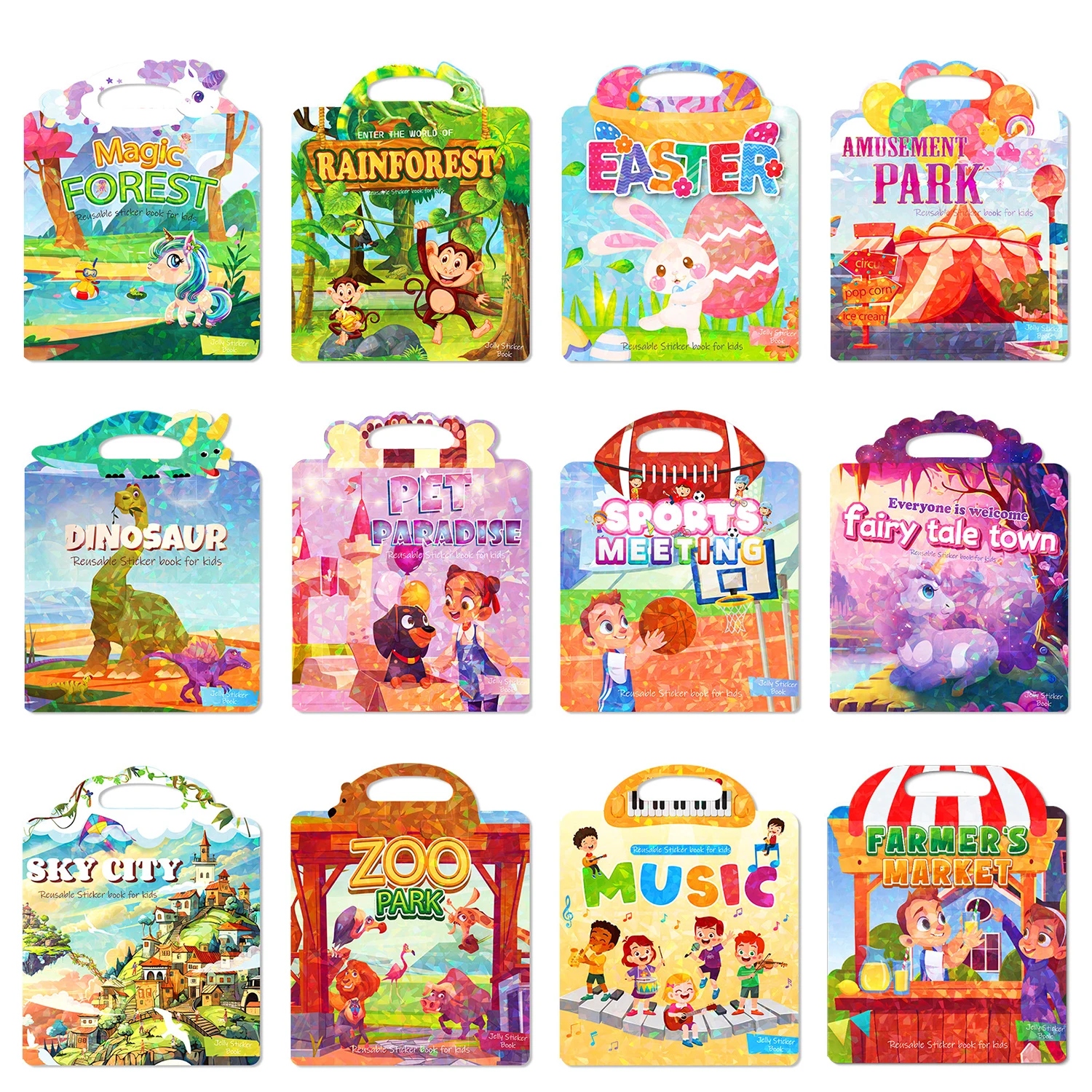 

Children Reusable Scene Cute Stickers DIY Puzzle Sticker Games Books Cartoon Sticker Book Learning Cognition Toys For Kids Gift