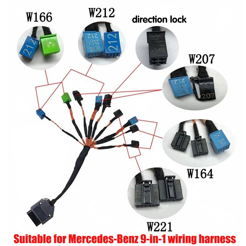 for to Mercedes-Benz ELV Lock Test Platform Wiring Harness, 9-in-1 Key Matching and Steering Lock Repair Wiring Harness