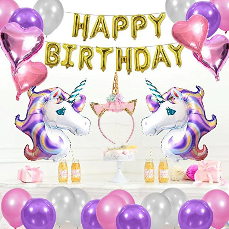 Unicorn Balloon children Party Decorations Paired with digital balloons Rainbow Balloon color Gradient Happy Birthday supplies