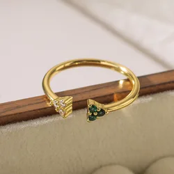 New Stainless Steel Zirconia Ring for Woman Gold Color Simple Style Ring Festival Party Fashion Jewelry Dropshipping