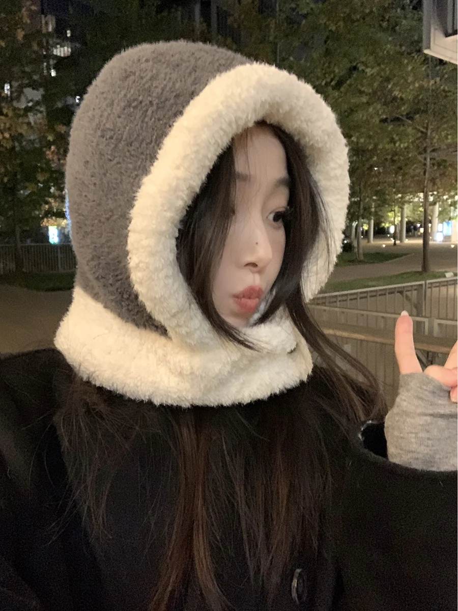 Women's Knitted Solid Clor Cap Autumn and Winter Big Look Small Warm Beanie Hat Korean Style All- Thickeing Warm News R240