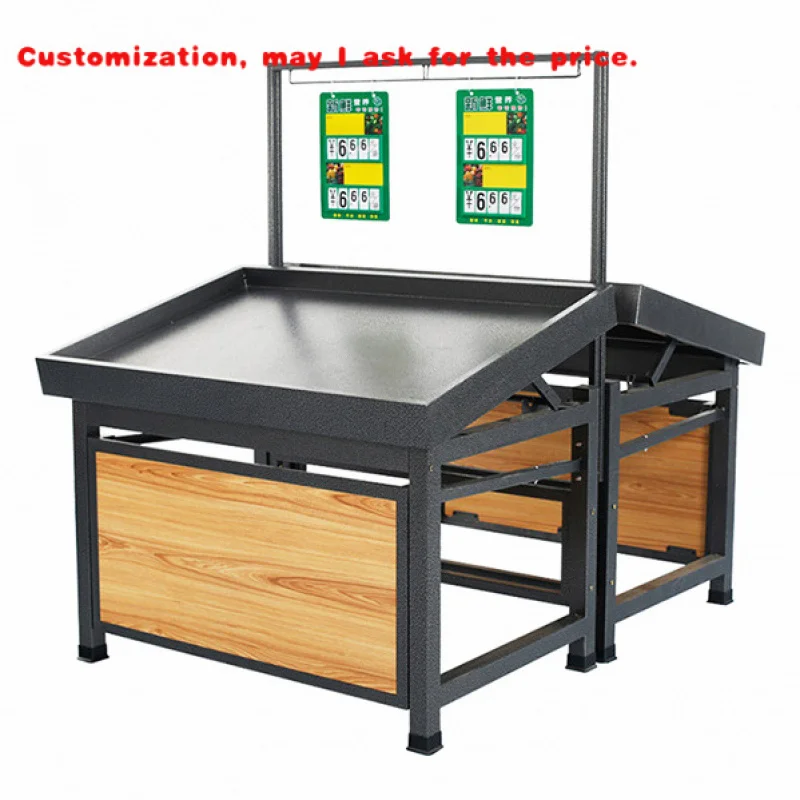 

на заказ. Металлический/деревянный материал, витрина для фруктов и овощей в супермаркете