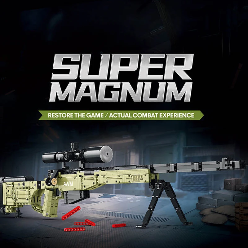 1336 pçs awm rifle de ceiper super magnum blocos de construção criativos herender arma militar bala arma manual blaster armas presentes