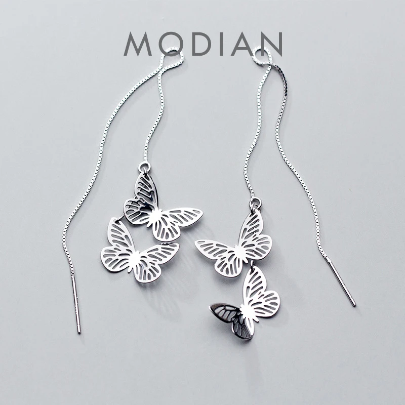 

Modian Openwork Sweet Lovely Butterfly 925 Sterling Silver Drop Earrings for Women Japanese Style Fashion Earring Fine Jewelry