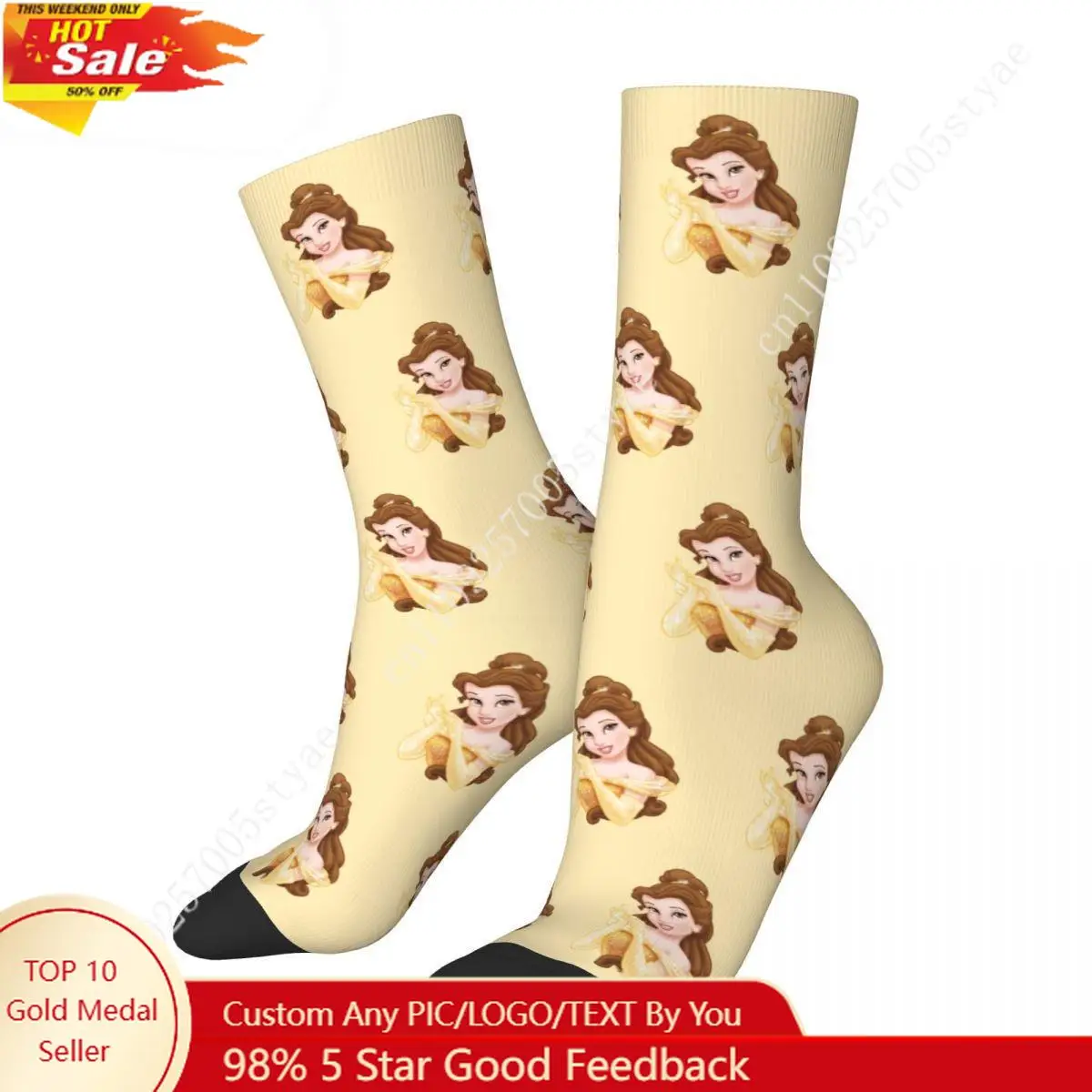 

New Male Men Socks Harajuku Beauty And The Beast Belle Princess Sock New Graphic Women Socks Spring Summer Autumn Winter
