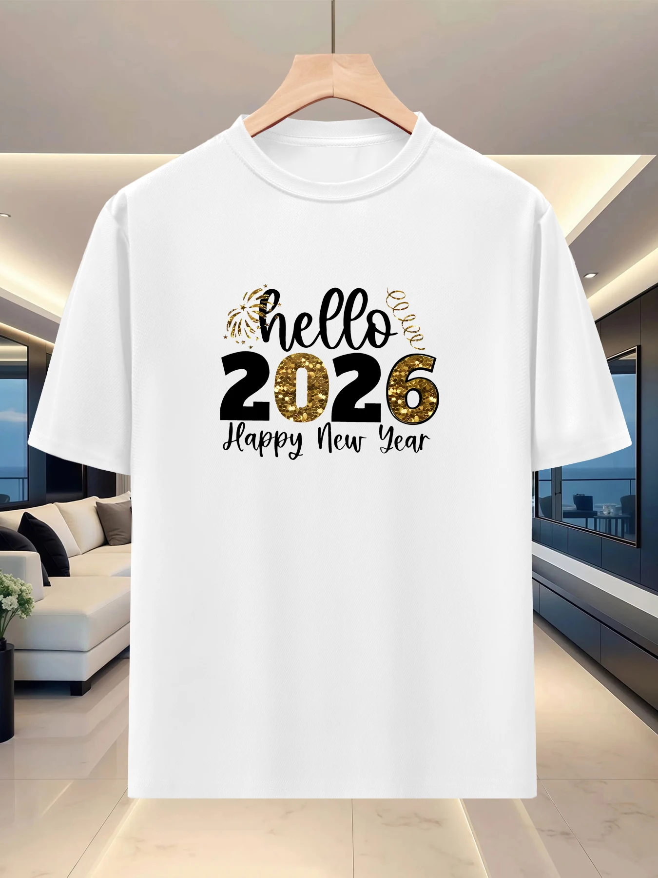 2026 New Year Trend Short-Sleeved Couple Style Printed T-Shirt - Versatile and Fashionable Men's and Women's Top