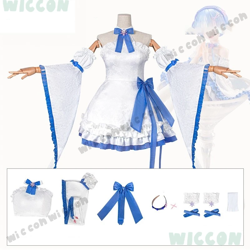 New Cos Isekai Seikatsu Re:zero Rem Figure Same Style Cosplay Lolita Anime Cosplay Costume Wig Halloween Clothes Girl Dress
