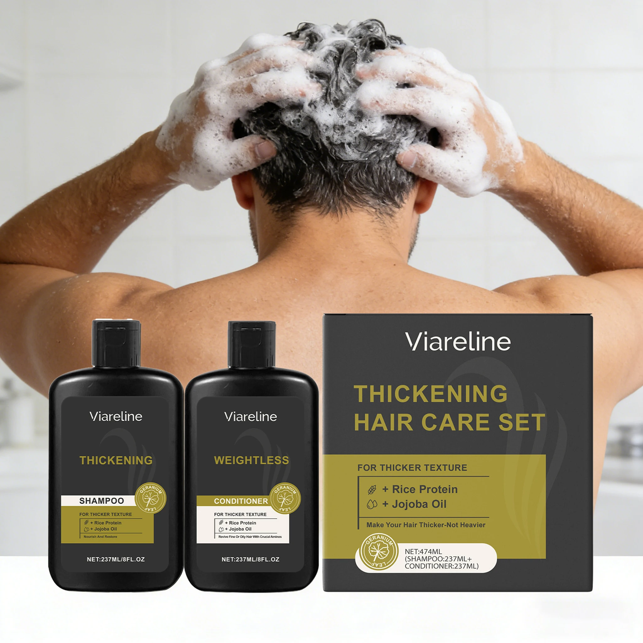 

1 Set Men Hair Shampoo & Conditioner Set Gentle Cleaning Scalp Oil Control Refreshing Volumizing Improve Dryness Hair Care Set