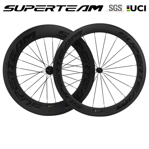 SUPERTEAM Roues en carbone pour vélo de route 3K Matte Cycling Wheelset 700C 60mm 88mm