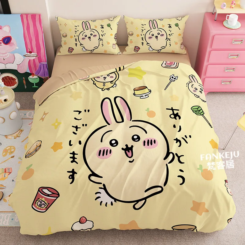 

Креативный пододеяльник с рисунком Chiikawas, комплект постельного белья с Рождеством, королева, полный размер для праздничной спальни, подростков, женский подарок