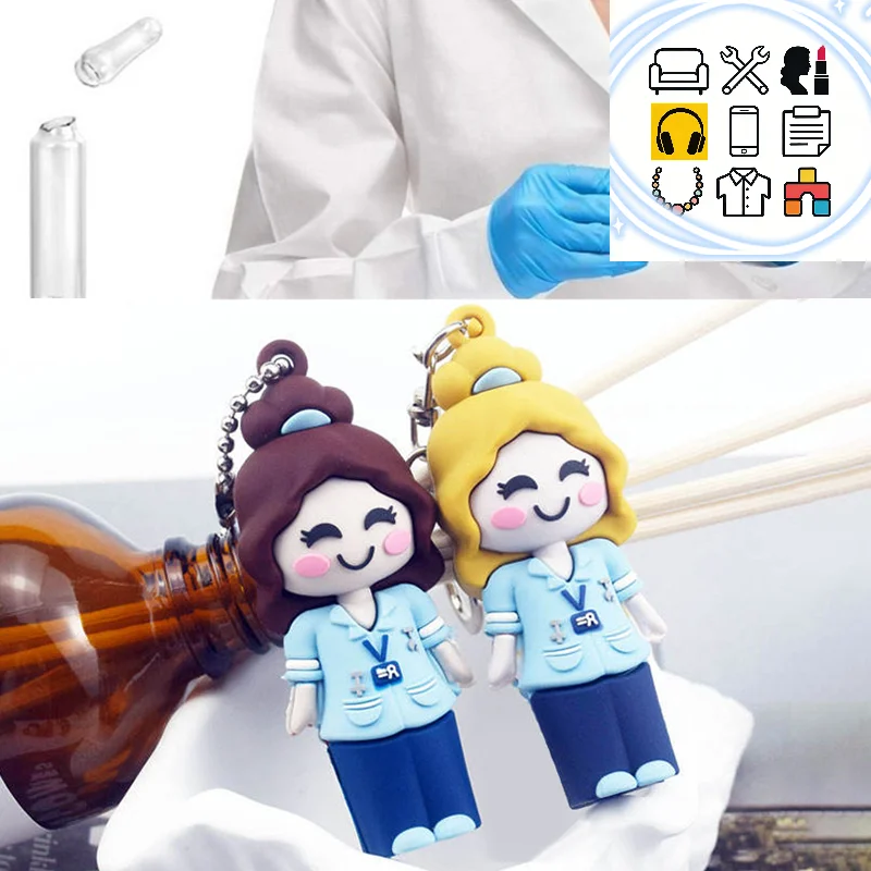 Multifunctional Medical Shape Ampoule Bottle Opener Nurse Doctor Rubber Syringe Cutter Bottle Opener Two-in-one Keychain