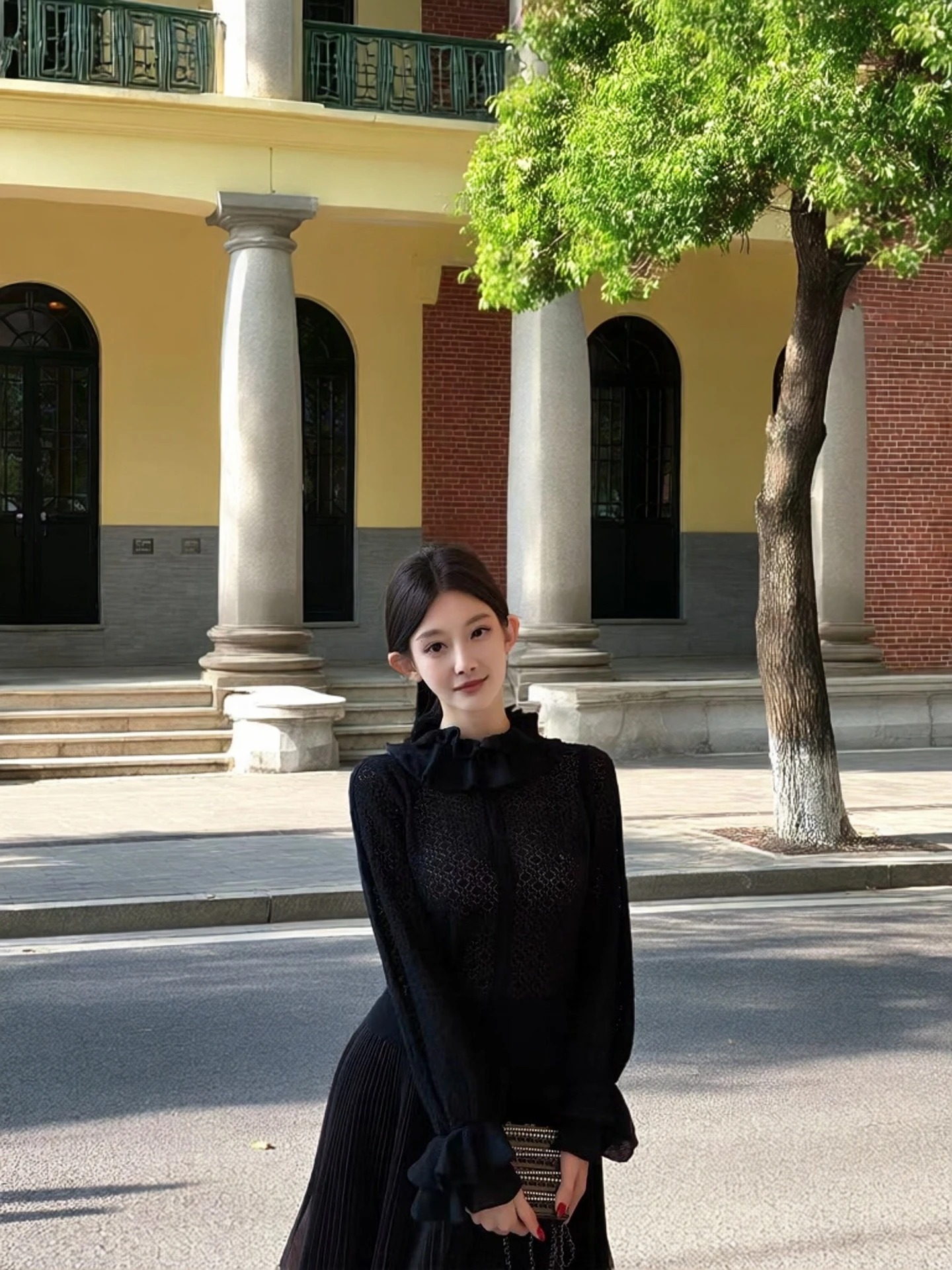 

Уютный вязаный топ Good Morning Fan Fan Winter Parisian с цветочным узором и кружевным воротником, мягкий, свободного кроя, для повседневной носки