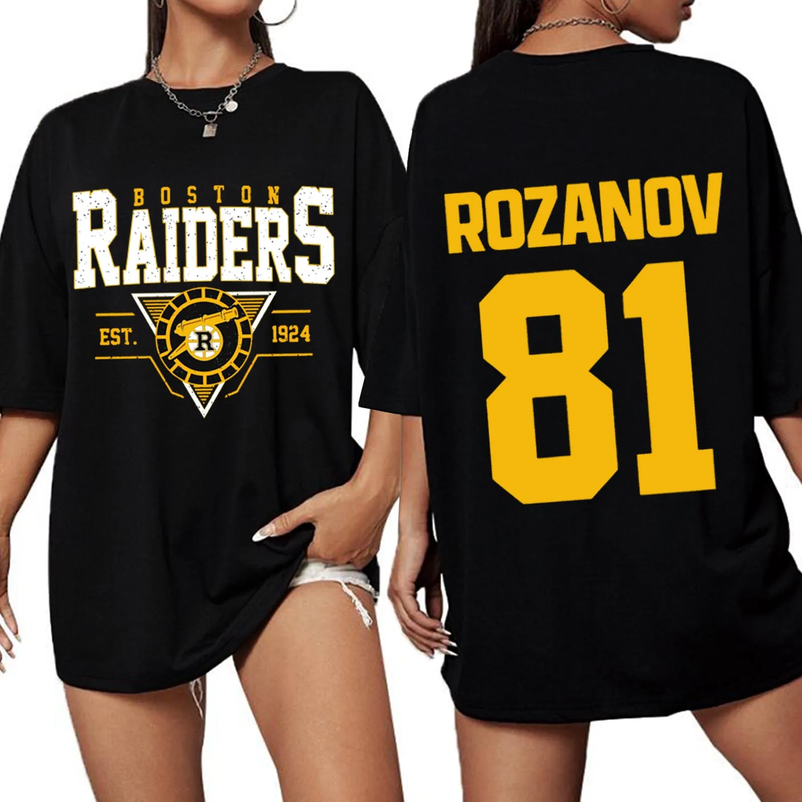 2026 Summer Rozanov 81 Boston Raiders Cotton Men's Shirt Graphics Heated Rival Oversized Women's Short Sleeved Cheap Tshirt