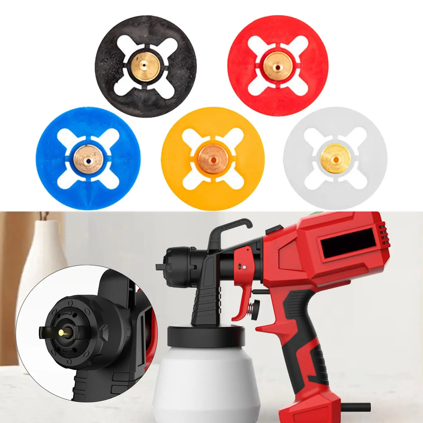 5x Paint Sprayer Nozzles Durable Sizes 1.0/1.5/1.8/2.0/2.5mm Home DIY Painting Nozzle for Chairs Cabinets Walls Ceiling Door