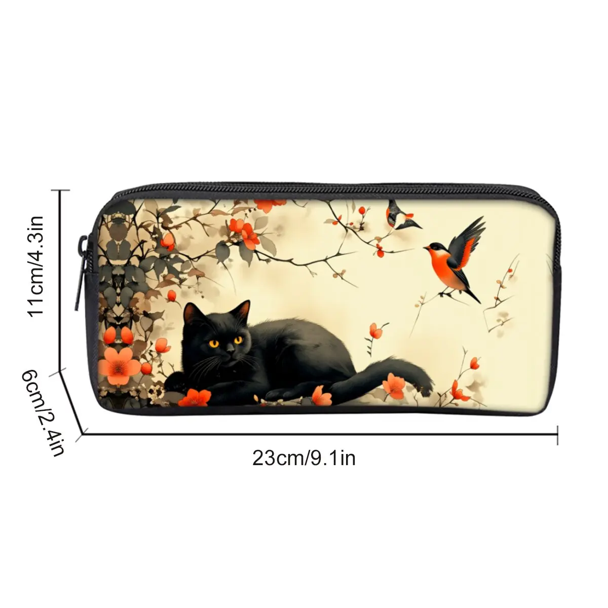 Cute Cat Flower Print Single Layered Pencil Case for Boy/Girls Best Gifts 2D  Cartoon School Supplies Pencil Pouch for Children