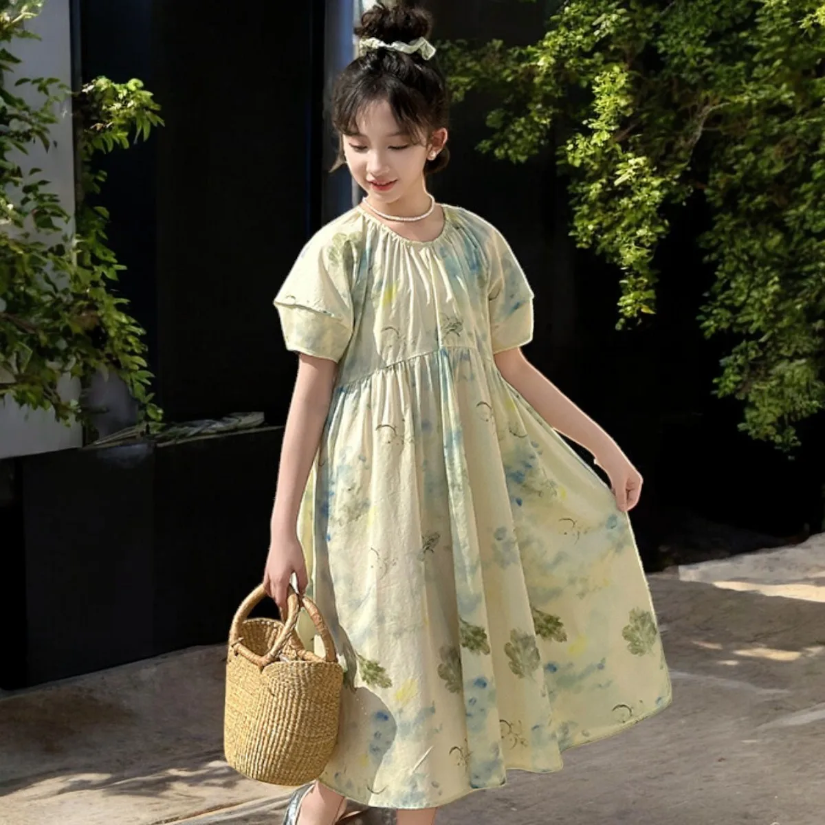 

Bohemia Floral Dresses Beach Outfits Kids for Baby Maxi Dress Short Sleeve Children Party Costumes 6 9 10 12 Years