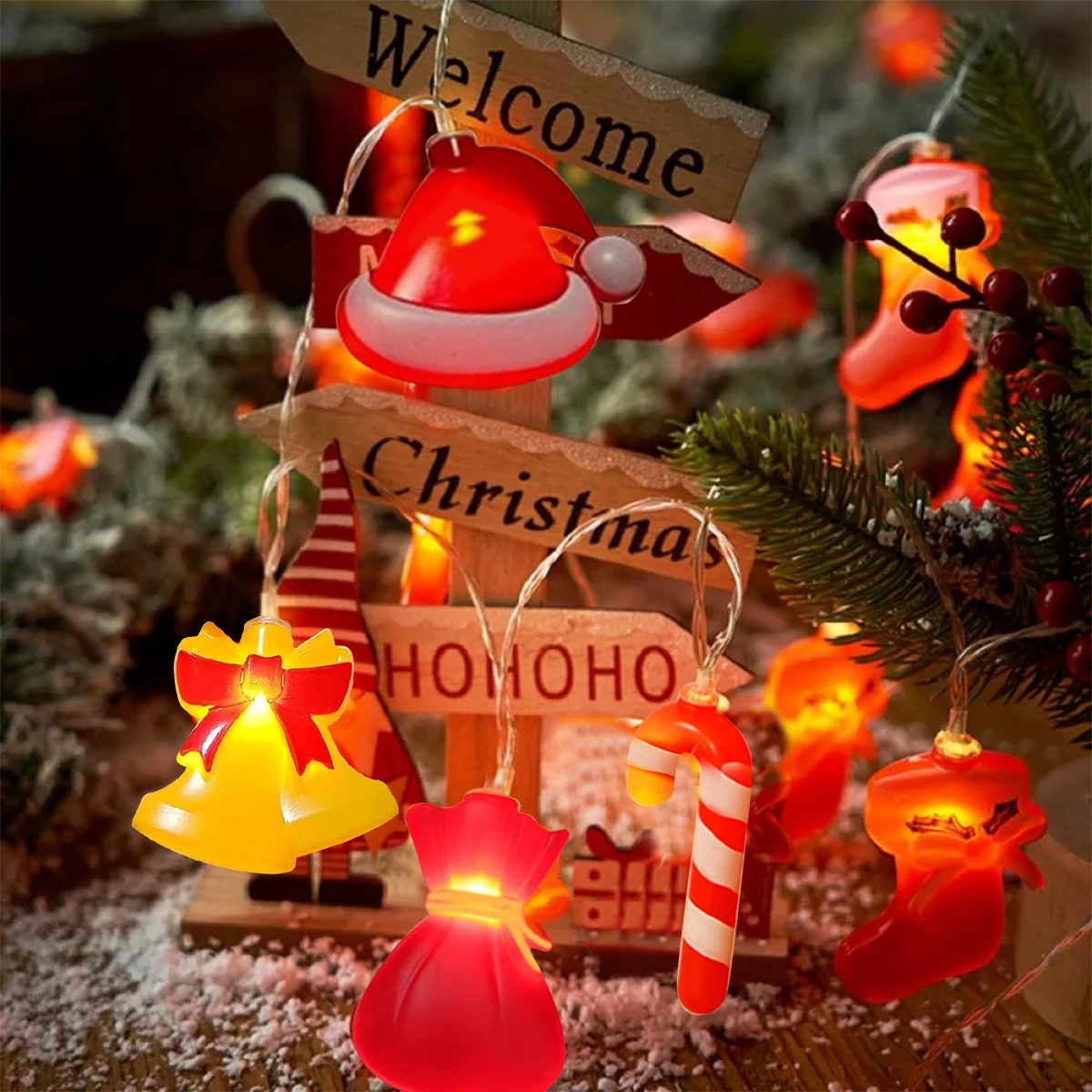 1pc 10/20/30 LED Christmas String Light Box Battery Powered For Indoor Christmas Atmosphere Party New Year Xmas Tree Room Decor