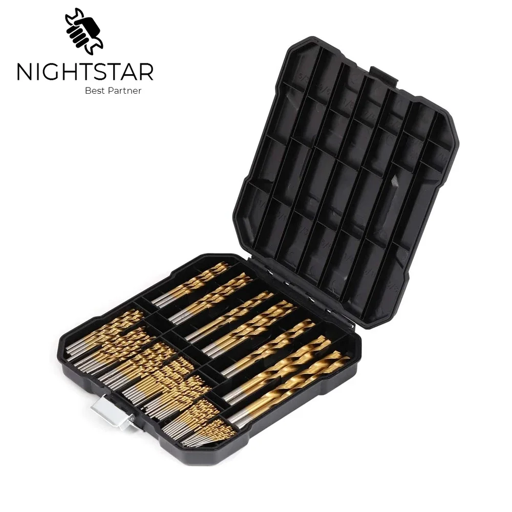 99Pcs Titanium Drill Bit Set for Steel Wood Plastic Metal Copper Aluminum Alloy In Storage Case