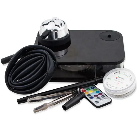 

Портативный набор кальяна в книжном стиле с карбоновым держателем, красочный светодиодный светильник, шланг чичи, наргиле, полные аксессуары для курения