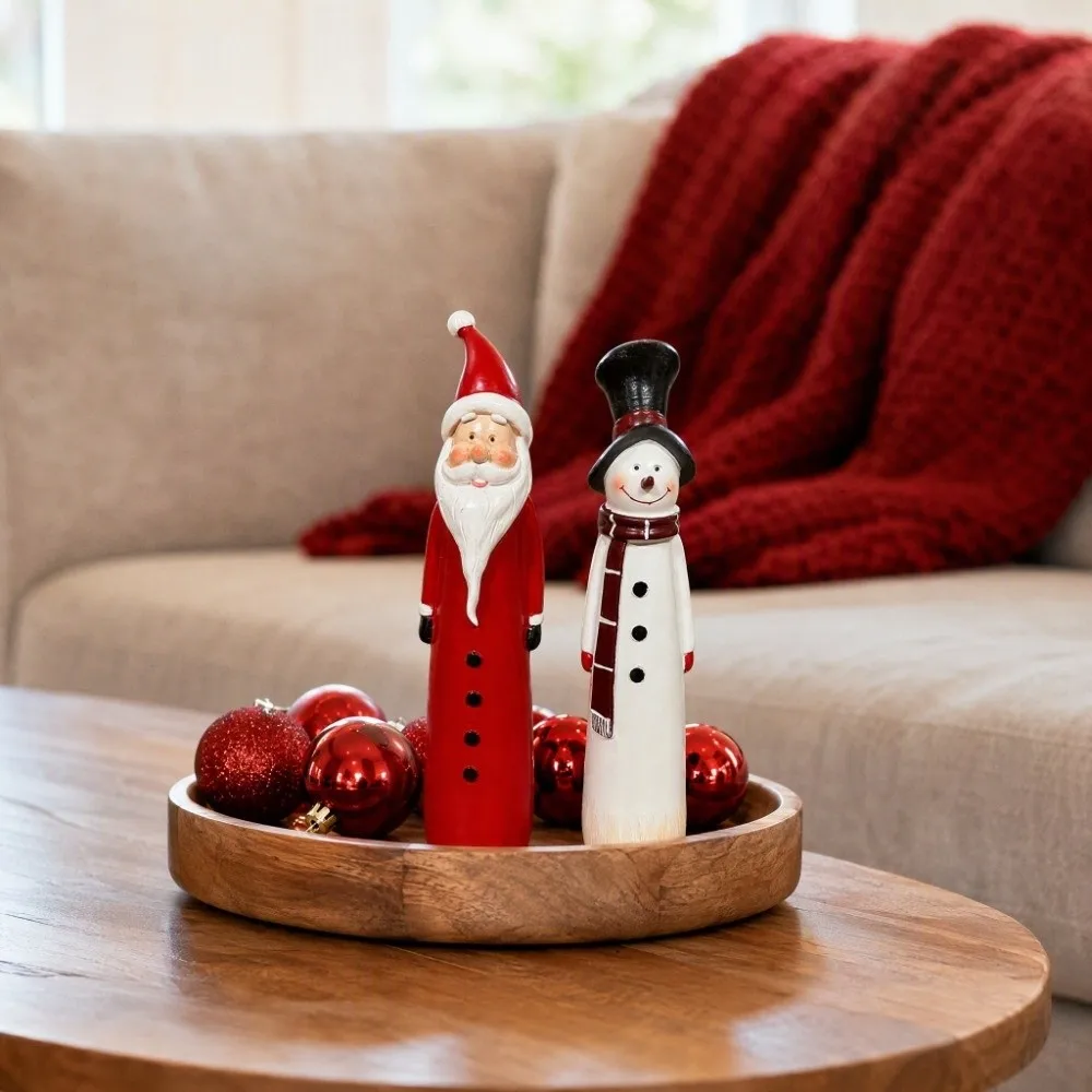 Resin Santa Claus Snowman Sculpture Creative Exquisite Snowman Figurine X-mas Modern Durable Christmas Desktop Ornament