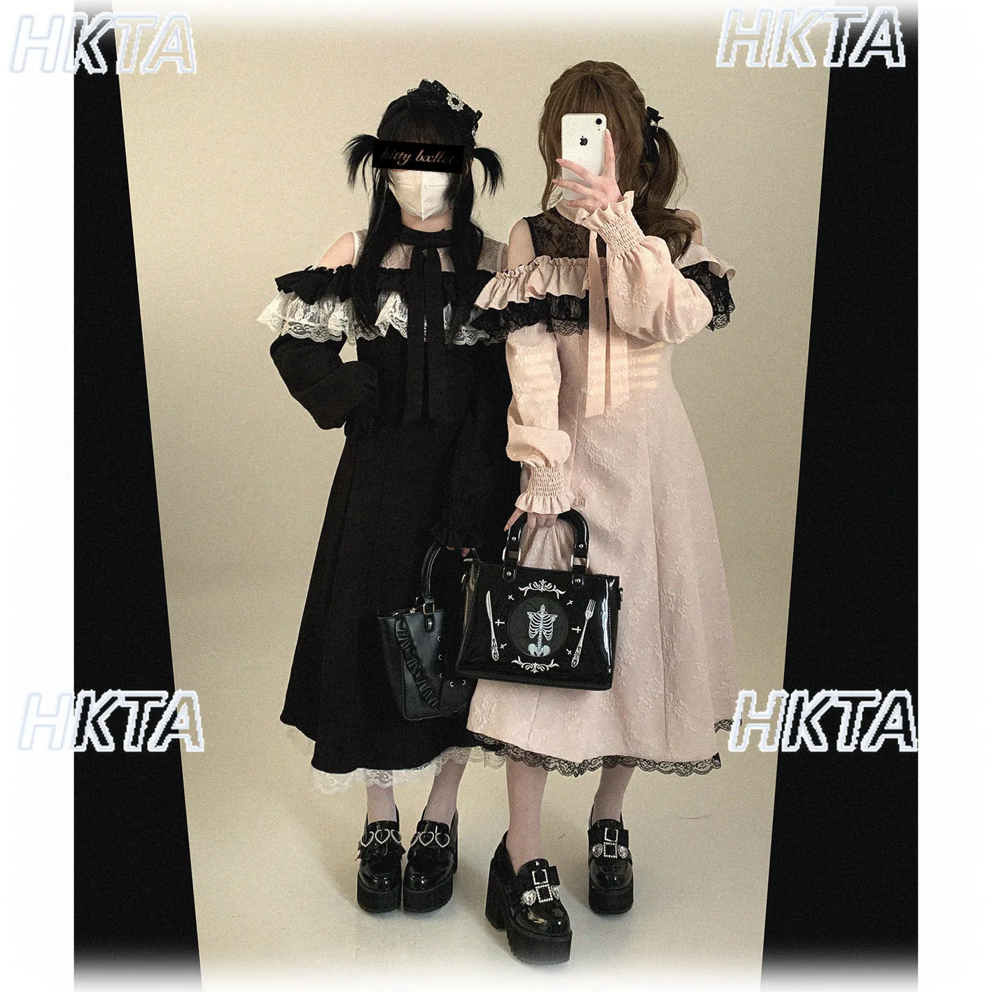 

Японское кружевное плиссированное черное платье с открытыми плечами на талии и лепестками с длинными рукавами, зима 2025 года, милые пригородные элегантные женские платья трапециевидной формы