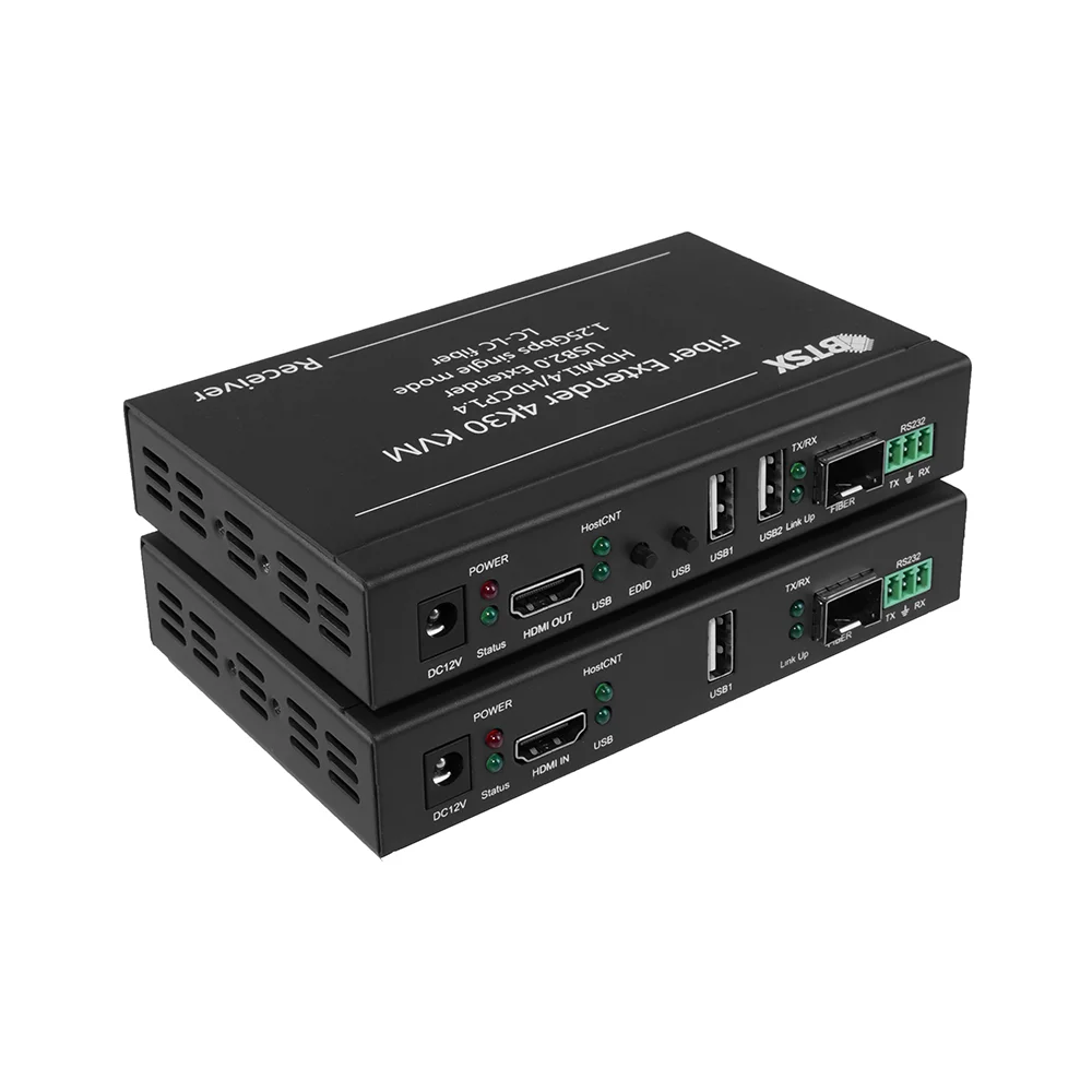 Video Processing 4k Fiber Video Extender Through IP with KVM Zero-delay Long-distance Transmitter