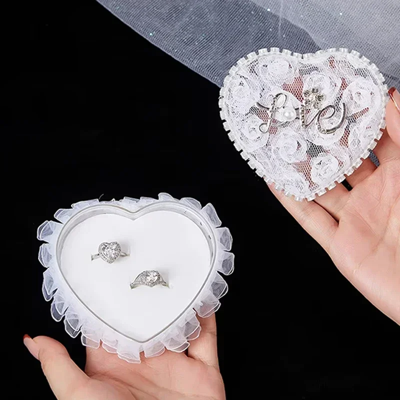 1pc Wedding Ring Pillow Mini Flower Girl Handheld Love Ring Box Love Diamond Inlaid Valentine's Day Proposal Ring Box