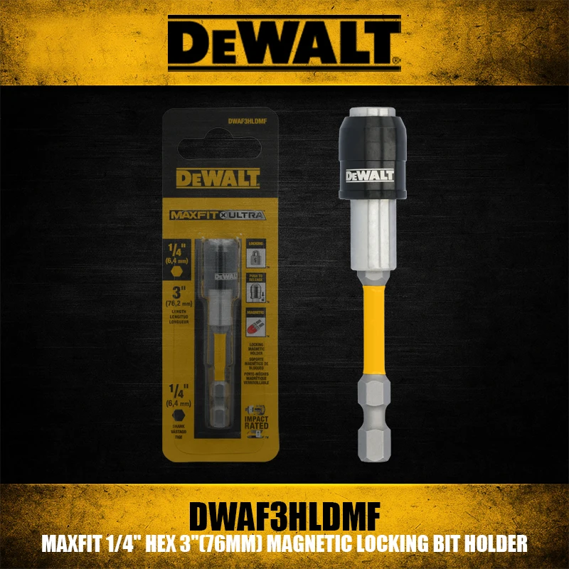 

DEWALT DWAF3HLDMF MAXFIT 1/4" Hex 3"(76MM) Magnetic Locking Bit Holder Tool Accessories With Superior Grip And Performance