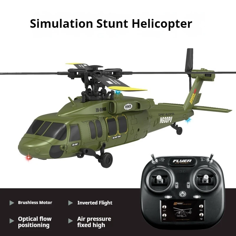 

New K200 Brushless 6-Channel Aileron Free Black Bee Stunt Rc Helicopter Toy Optical Flow Positioning Rc Model Aircraft Boys Gift