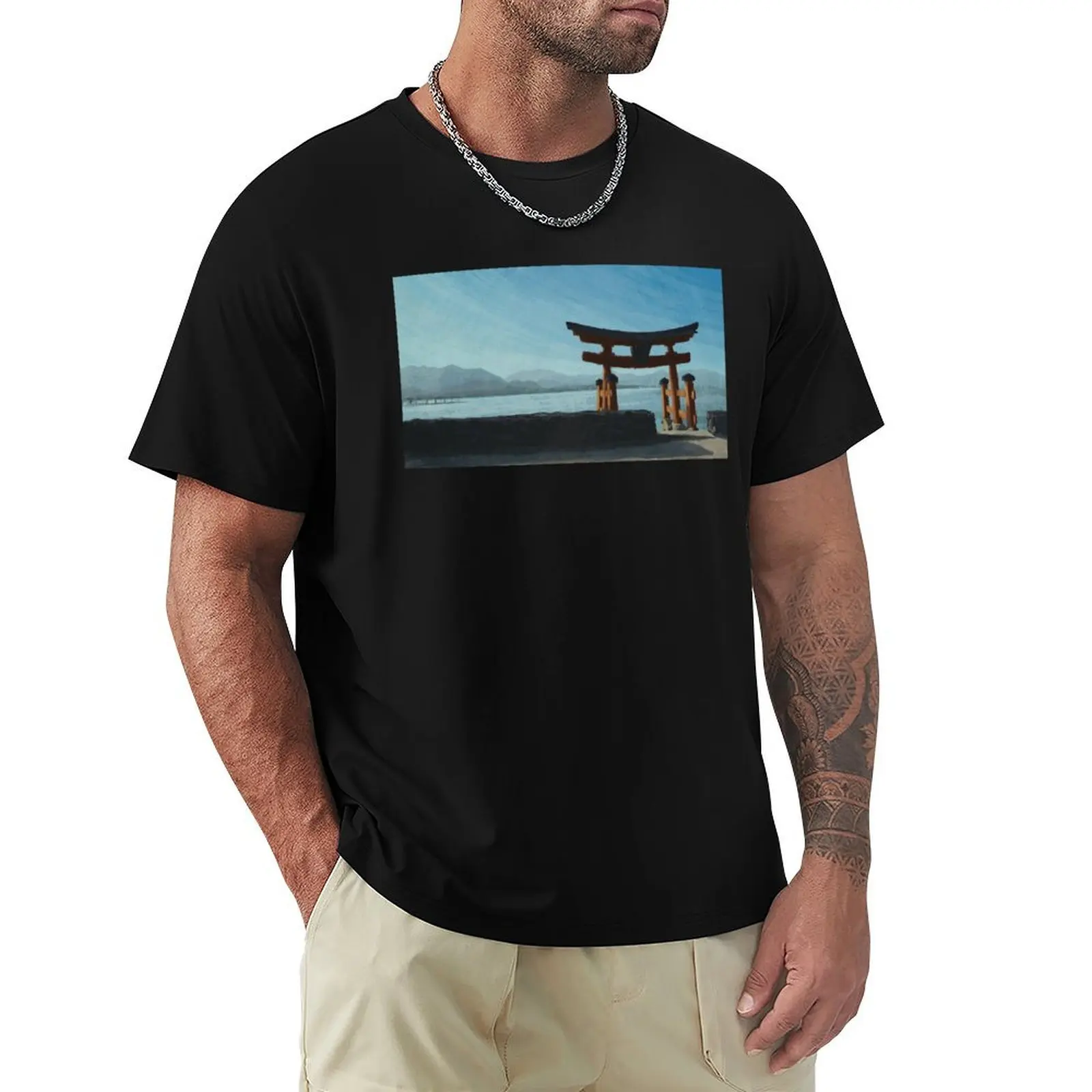 

Floating Torii of Itsukushima Shrine T-Shirt Durable Work Wear T-Shirt