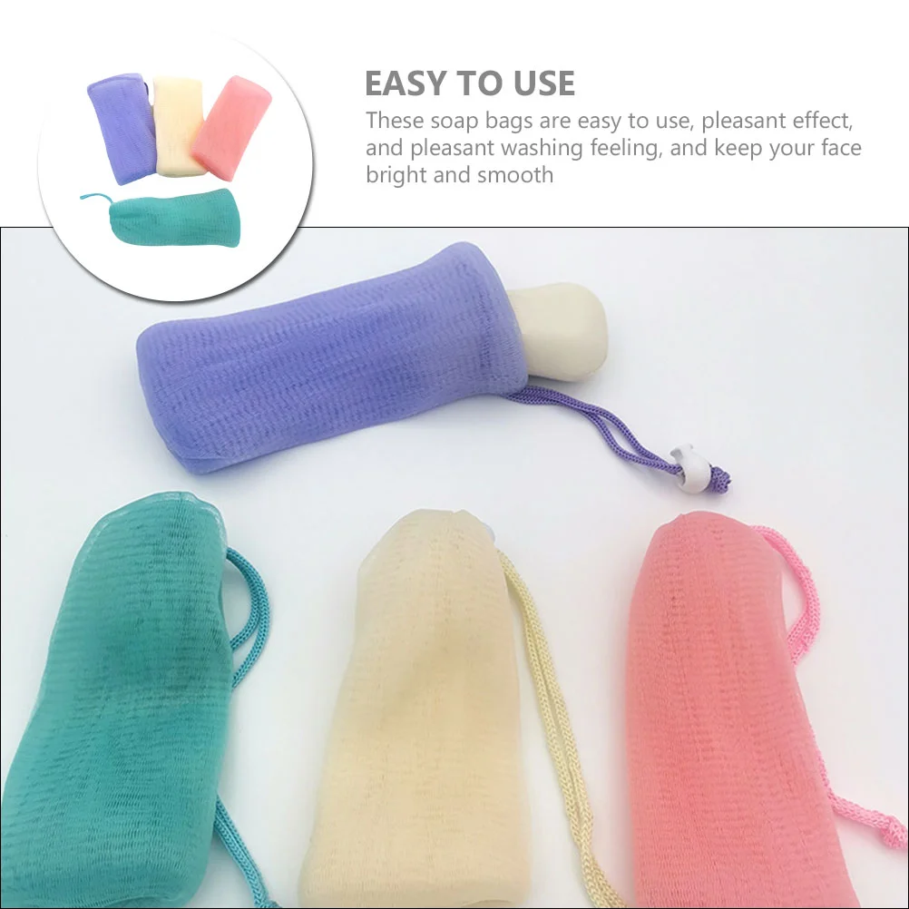 4 Pcs Mesh Bags Soap Foaming Scrubber Pouch Multi-use Multipurpose Bar Rice Baby