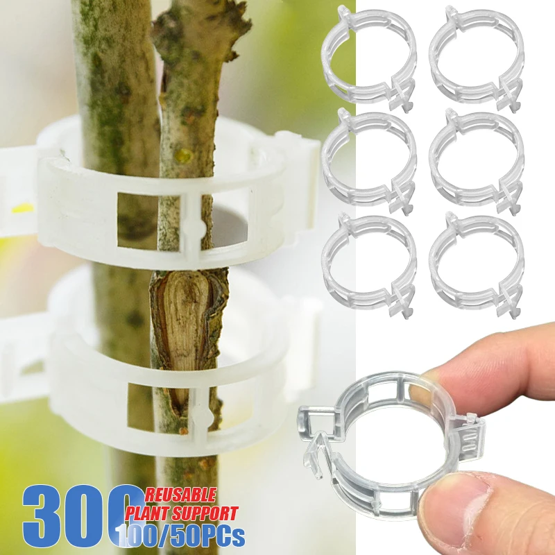 

50-300PCs Reusable Plastic Plant Clips Supports Vegetable Tomato Vine Protection Grafting Fixing Tool Gardening Accessories