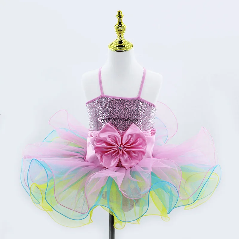 Children Professional Ballet Skirt Girl Sequins Tassel Modern Dance Dress Gymnastic Ballet Leotard Tutu Birthday Princess Dress