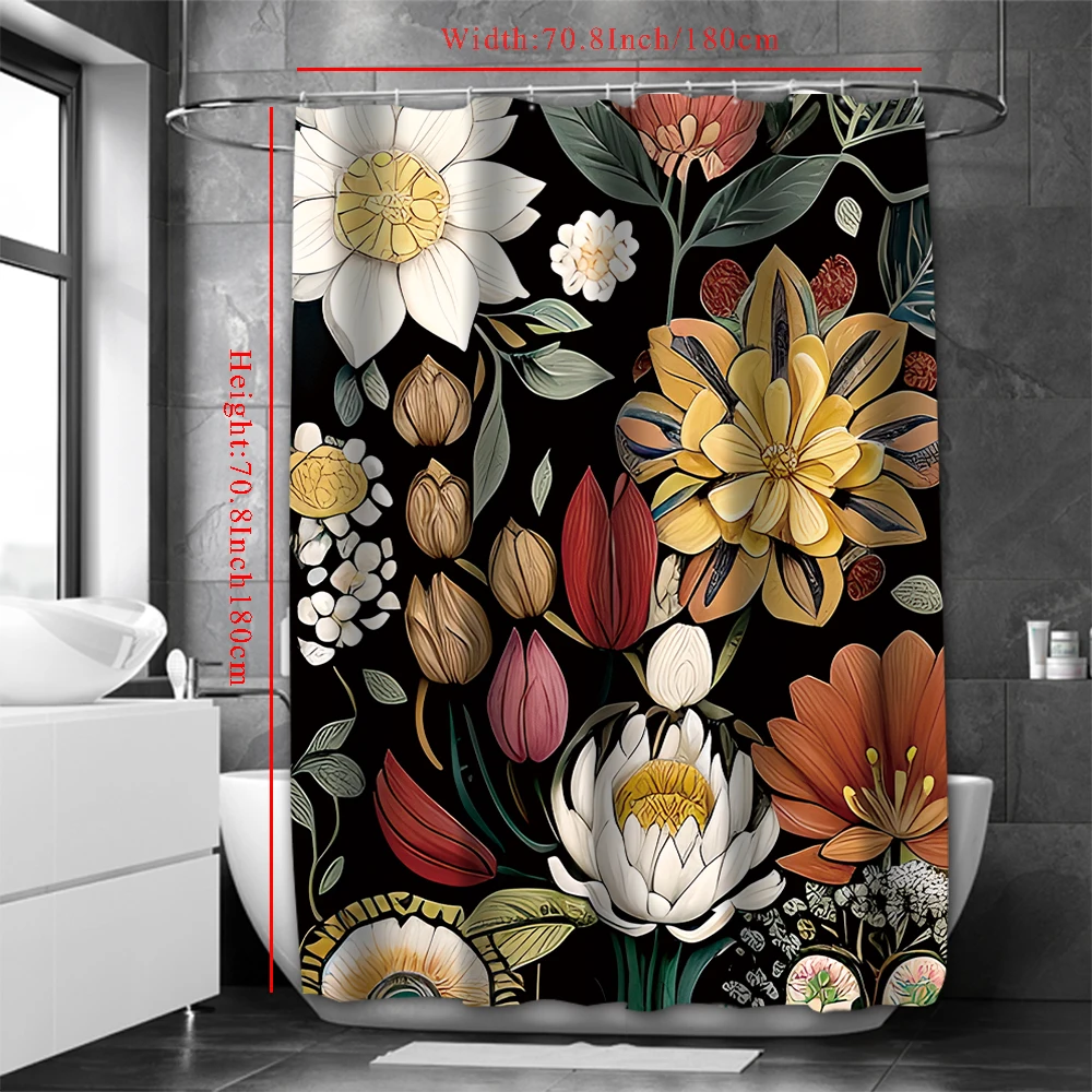 

Natural Scenery Floral Flower Bathroom Landscape Shower Curtain Waterproof With 12 Hooks Home Deco Free Ship