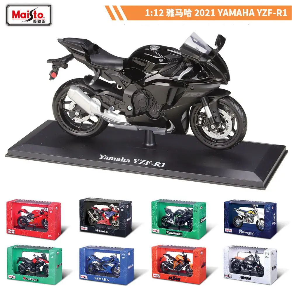 Maisto 1:12 Yamaha YZF-R1 YZF R1 2021 Model Motocykla Wykonany ze Stopu Metali, Gotowy do Ekspozycji ze Stojakiem, Kolekcja Zabawek, Dekoracja