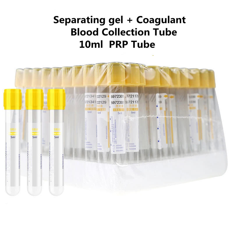 Disposable Vacuum Blood Collection Tube Separation Gel and Clot  Activator Yellow Top Blood Test Tube Lab PRP Tube Pet Medical