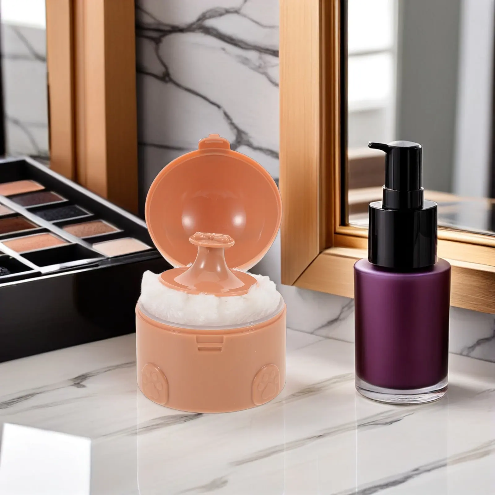 Bear Shaped Powder Puff Storage Box Plastic Travel Container Empty Refillable Double Layer Compact Powder Holder for Baby Body