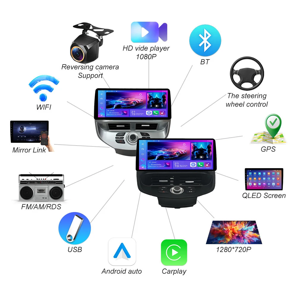 Para Ford Fiesta Mk6 Mk7 2009 2010 2011 2012 2013 2014-2016 Lhd Rhd Pantalla de Radio para Auto de 12.3 Pulgadas Multimedia 2din Video 5g Wifi Gps 5