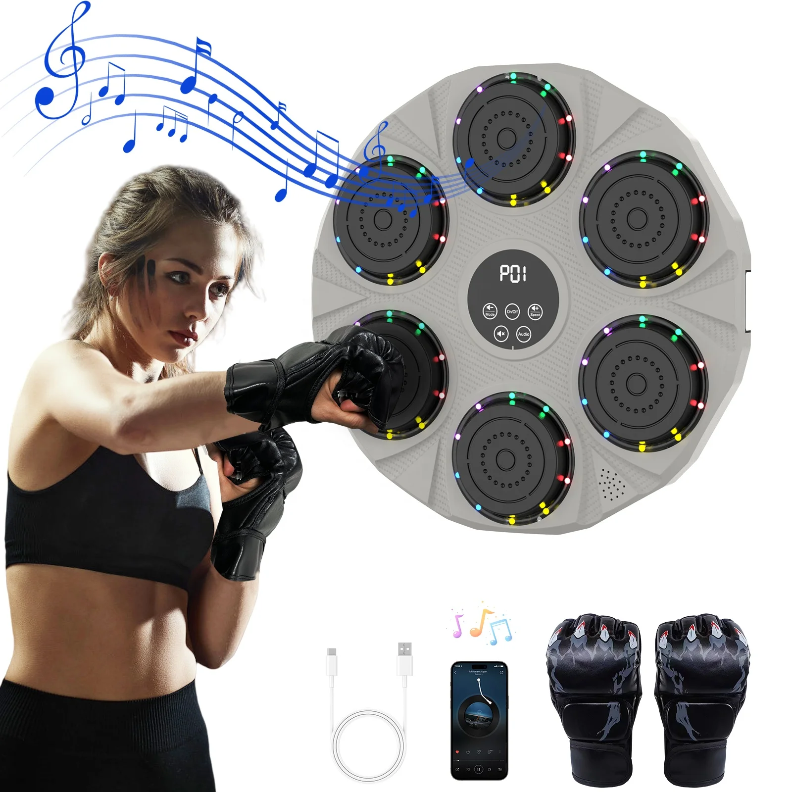 

Intelligent Wireless Music Boxing Machine Target Boxing Punching Equipment Wall Mounted Boxing Machine Response GYM Home Use