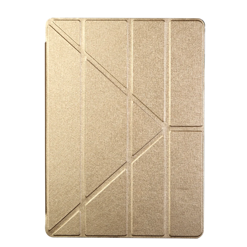 

For iPad Pro 12.9 inch Origami Stand Smart Leather Tablet Case Silk Texture - Gold