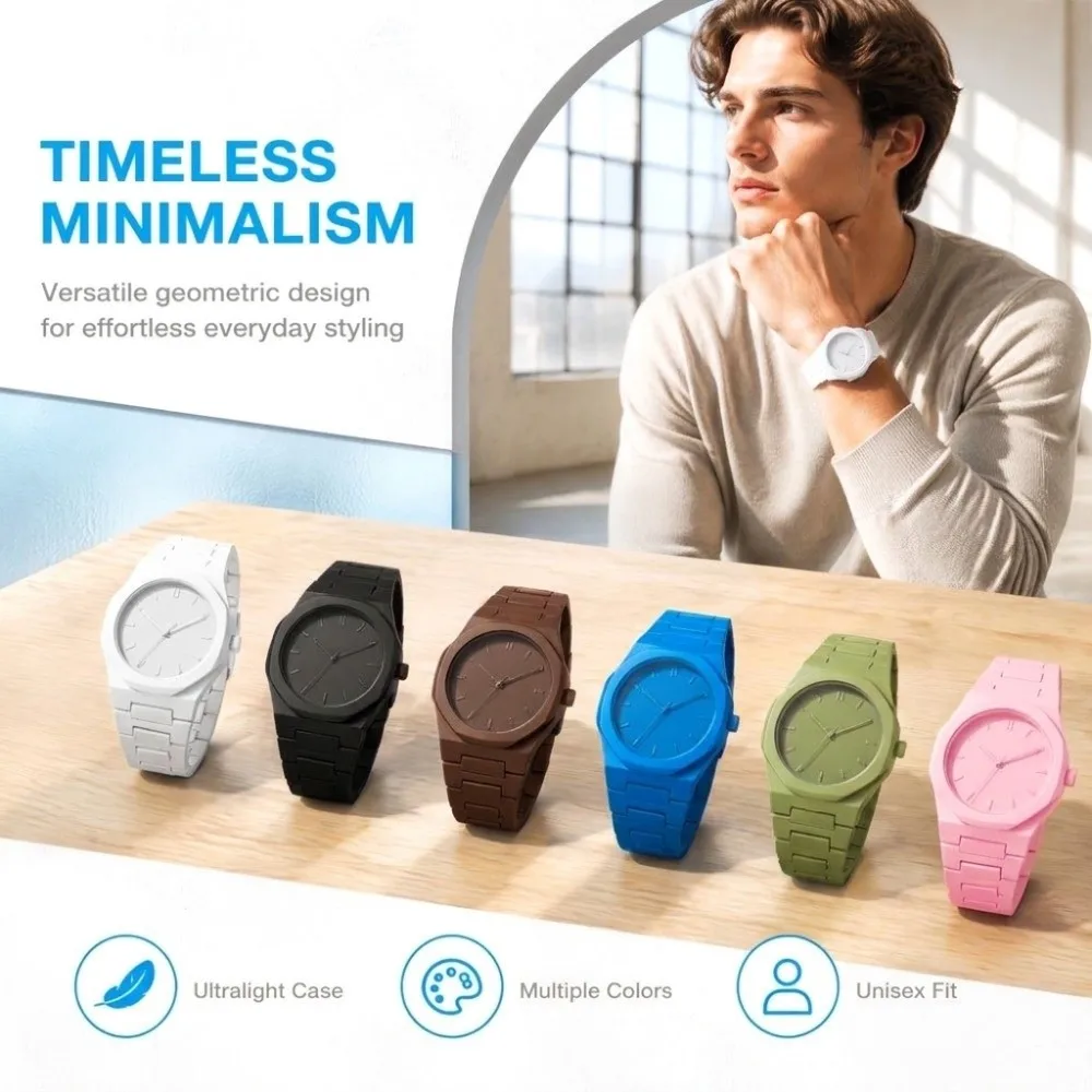 Lightweight Plastic Case Quartz Wristwatch Calendar Display Reliable Quartz Movement Calendar Watch Classic Design