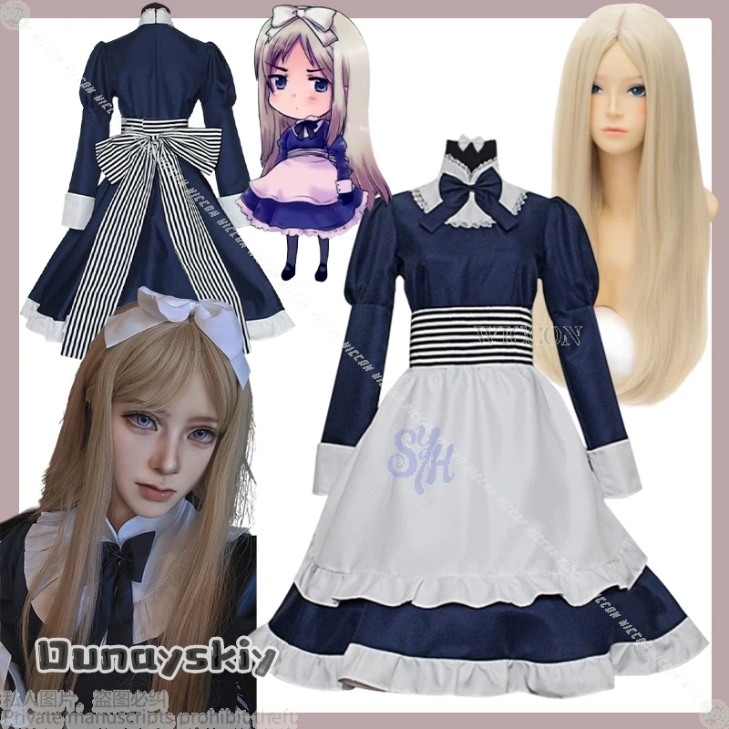 

Kawaii темно-синее длинное платье горничной Kawaii Cute Sweet Lolita Anime Nataliya Arlovskaya Косплей Готический головной убор Хэллоуин {Dunayskiy}