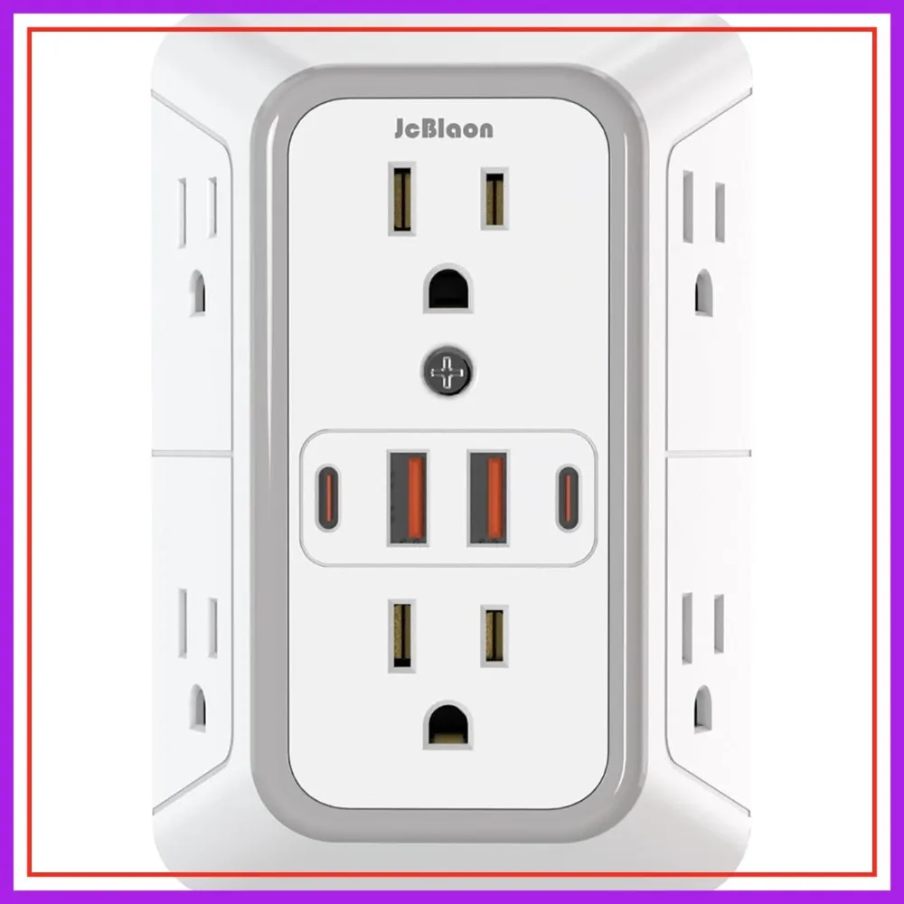

6 Outlet Surge Protector with 4 USB Ports, 3-Sided Plug Expander for Home Office Travel
